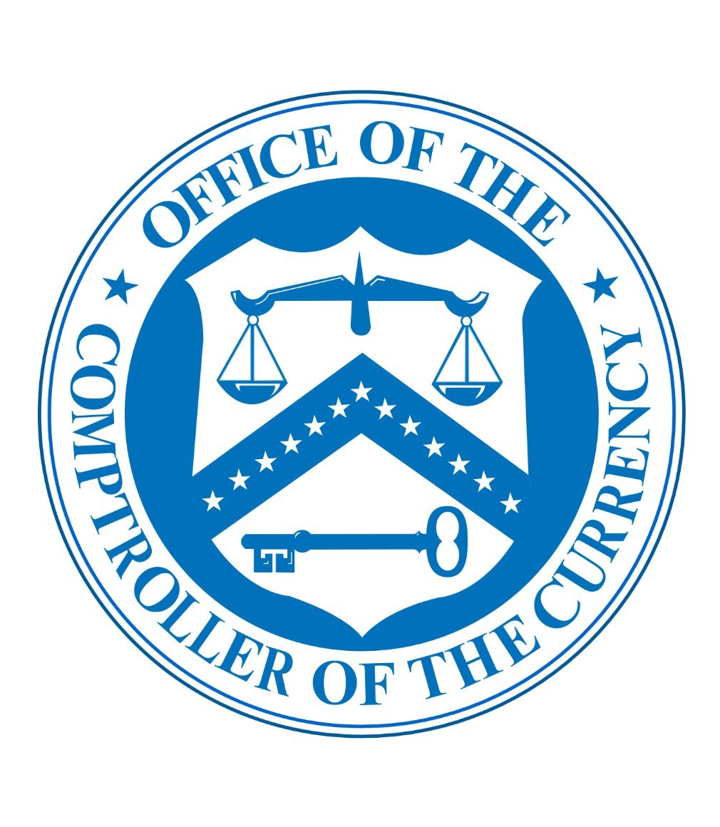 Official blue and white seal of the Office of the Comptroller of the Currency (OCC).