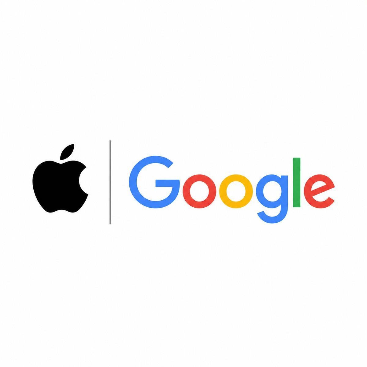 Apple logo and Google logo side-by-side on a white background.